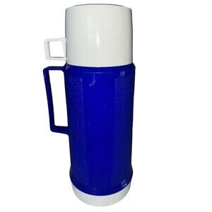Thermos Vintage Blue and White Pint‎ Size Division King Seeley Food Cap